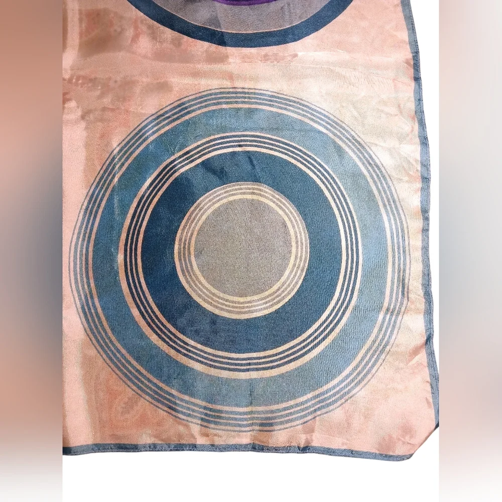 Vintage Silk Scarf Colorful Circles On Silk Square